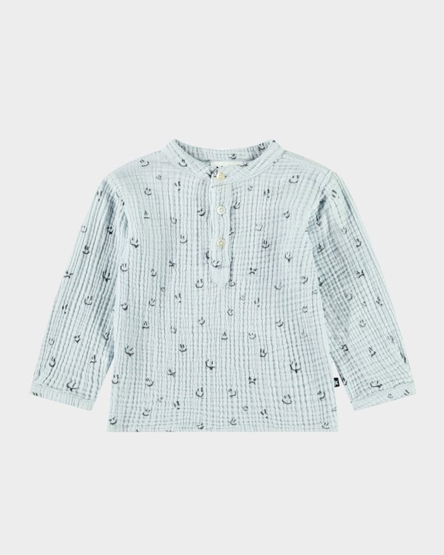 Boy's Enoz Long-Sleeve Organic Cotton Shirt, Size 6M-18